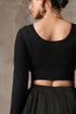 Blouse - Black Knit Stretch 3/4 Sleeves Top Blouse
